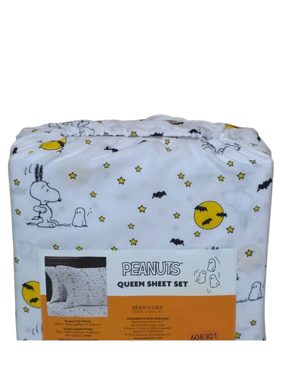 Peanuts Snoopy Halloween Queen Sheet Set By Berkshire Bats Ghosts Moon Polyester